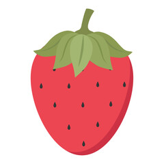 Strawberry Fruit in Flat Illustration Isolated on White Background