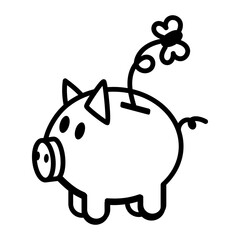 Empty piggy bank, no savings concept doodle icon 
