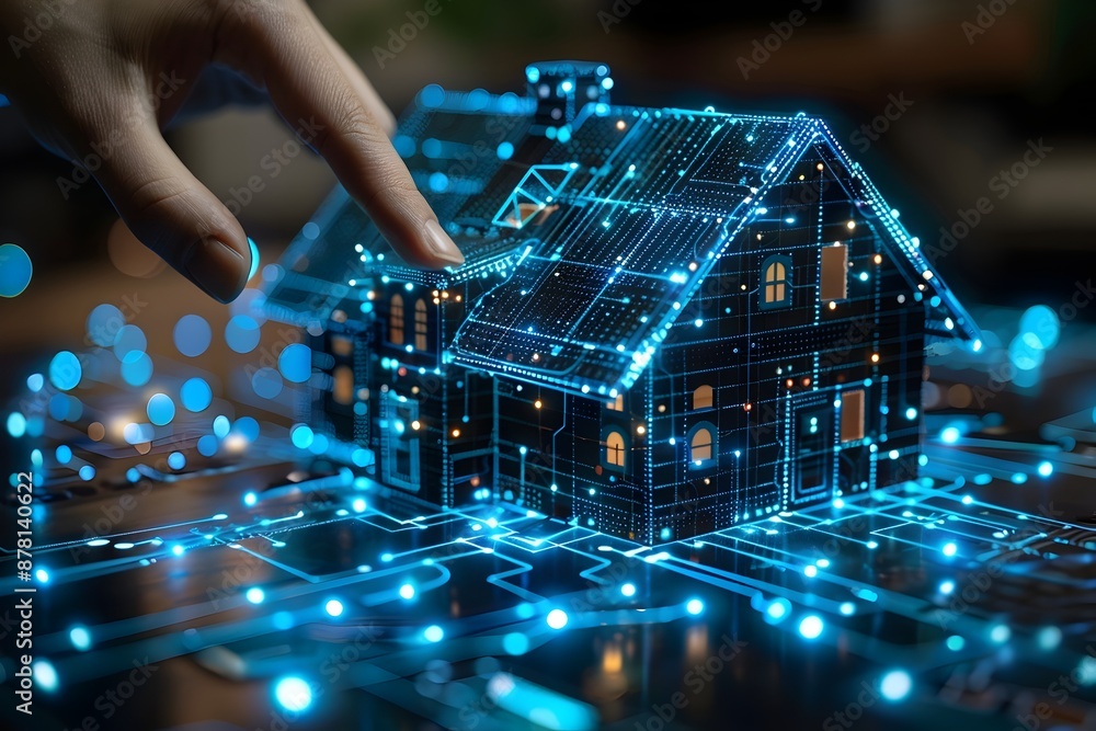 Poster smart home automation control system innovation technology internet network concept
