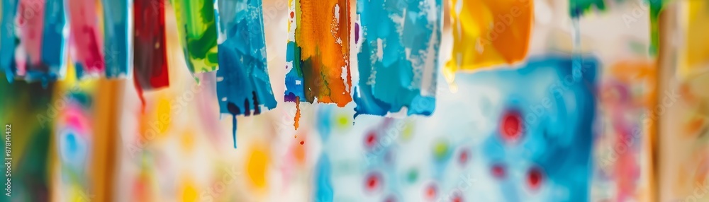 Poster abstract art with colorful drips - a close-up abstract artwork featuring vibrant colors in drips, ca