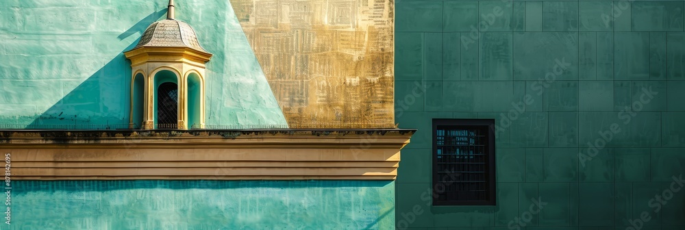 Poster architectural details of a building - a close-up view of the intricate architectural details of a bu