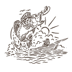 vector sketch of high seas fishing