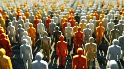 Infinite people crowd corporate and teamwork concepts, 3d rendering