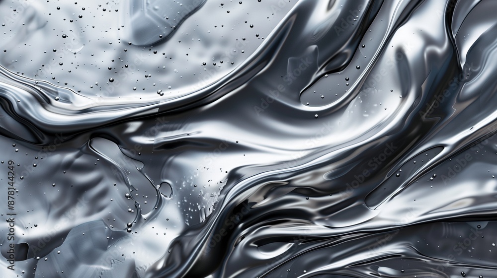 Poster swirling metallic silver pattern with reflective textures background image. dynamic shiny surface ab