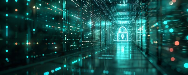 A digital scene with a desktop and unlock icon, symbolizing data accessibility