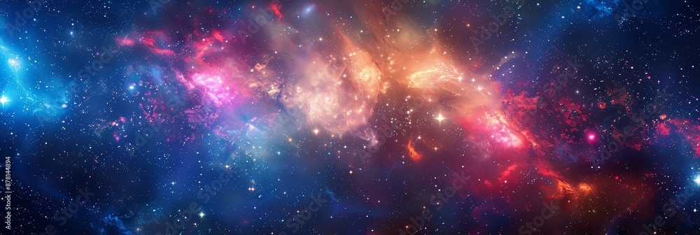 Poster cosmic nebulae and stars - a mesmerizing view of colorful nebulae and distant stars in the vastness 