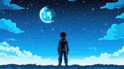Obraz premium A spaceman in a spacesuit standing in front of a spaceships circular window in this digitally illustrated image.
