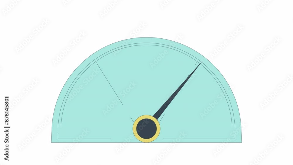 Poster gauge scale with moving arrow line 2d object animation. data measuring device flat color cartoon 4k 