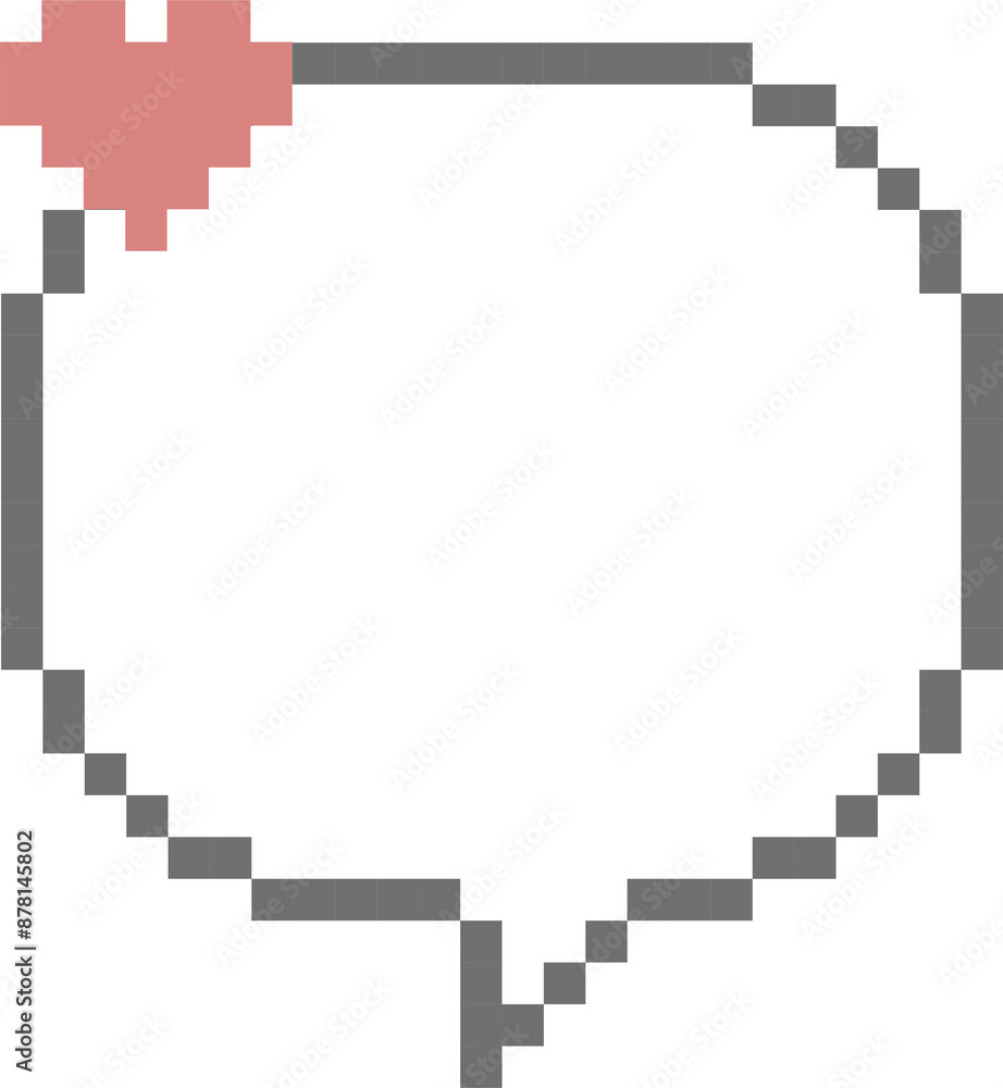 Poster 8bit retro game pixel speech bubble balloon heart concept icon sticker memo keyword planner text box