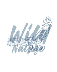 eagle vector with text wild of nature in transparent background