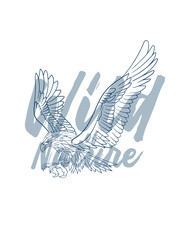 eagle vector with text wild of nature in transparent background