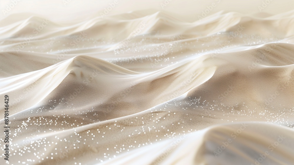 Poster smooth beige waves with tiny white particles texture background image. wave-like formations photo ba