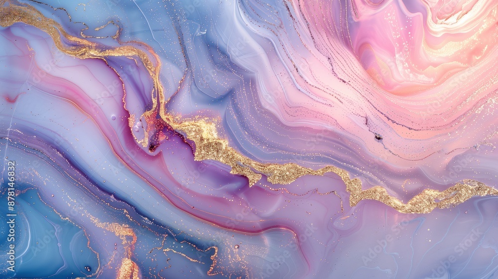 Poster marble fluid waves texture with shimmering gold accents background image. luxurious pattern photo ba