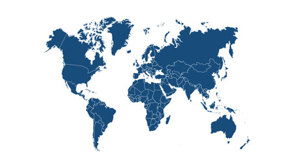 Obraz premium World map. Blue modern vector map. Silhouette map