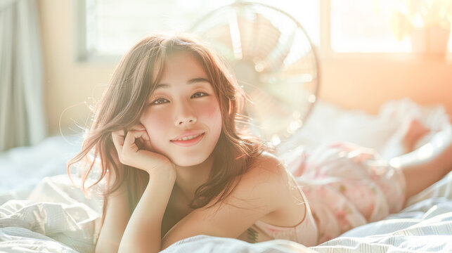 一人で楽しむ若い女性