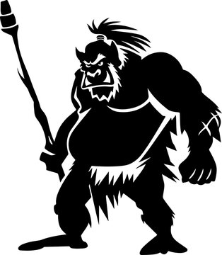 recommend clip art: Stylized Caveman Silhouette with Spear Reflecting Primal Strength