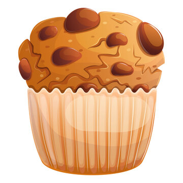 recommend clip art: Homemade muffin with chocolate. Sweet dessert cartoon illustration isolated on white. Bakery design element.