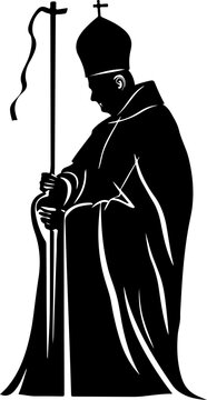 recommend clip art: Silhouette of Bishop Holding Crozier