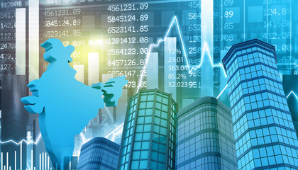 Indian financial stock exchange, stock market. 3d illustration ..