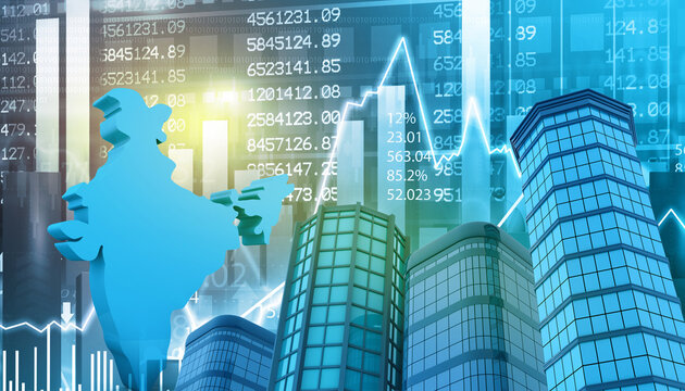 Indian financial stock exchange, stock market. 3d illustration ..