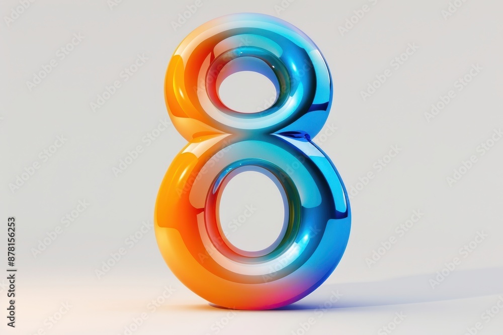 Fototapete the number 8 is a colorful, abstract shape that is floating in the air