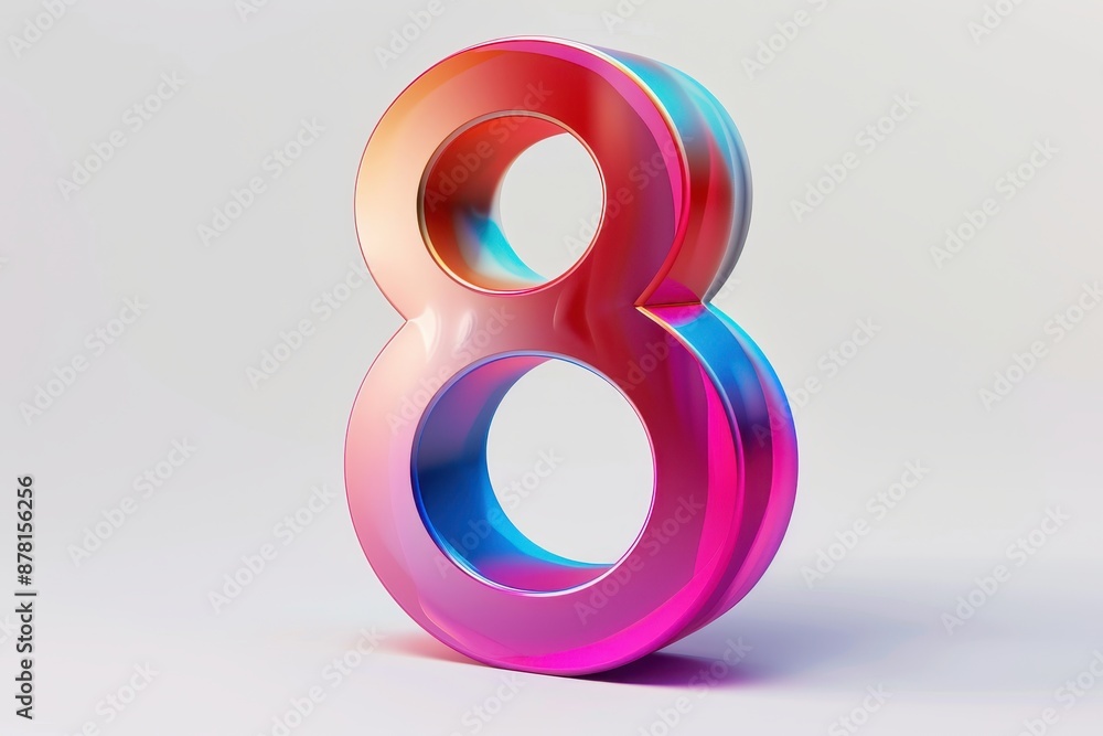 Fototapete the number 8 is a colorful, abstract shape that is floating in the air