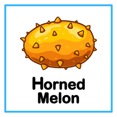 fresh horned melon alphabet llustration