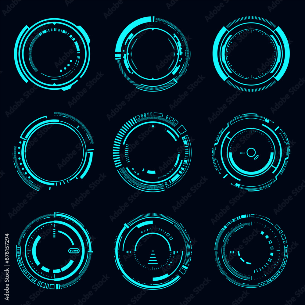 Aufkleber futuristic frame circle hud interface cyberpunk design. technology hi-tech element.