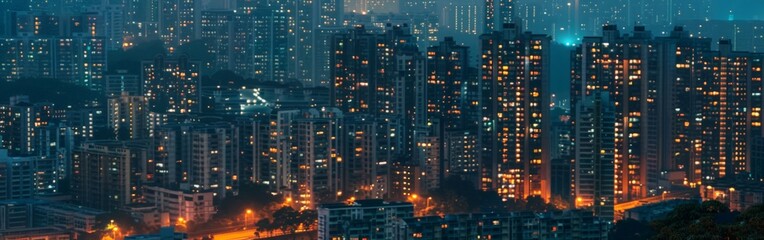 Fototapeta premium Glowing Cityscape: Real Estate Website Background