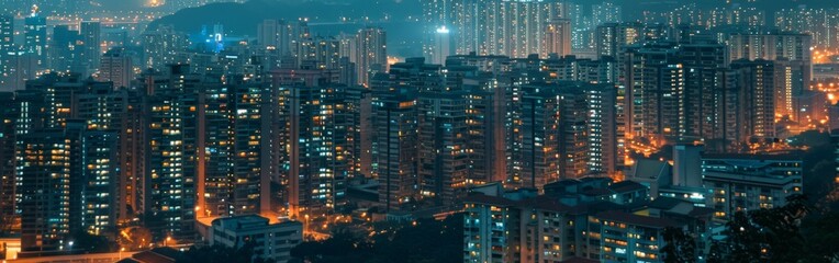 Obraz premium Glowing Cityscape: Real Estate Website Background
