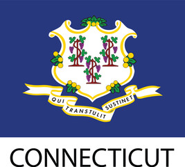 Connecticut Flag, United States Flags, Vector Image, Color Book design