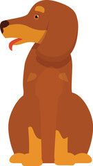 Cartoon dachshund dog sitting and sticking out its tongue