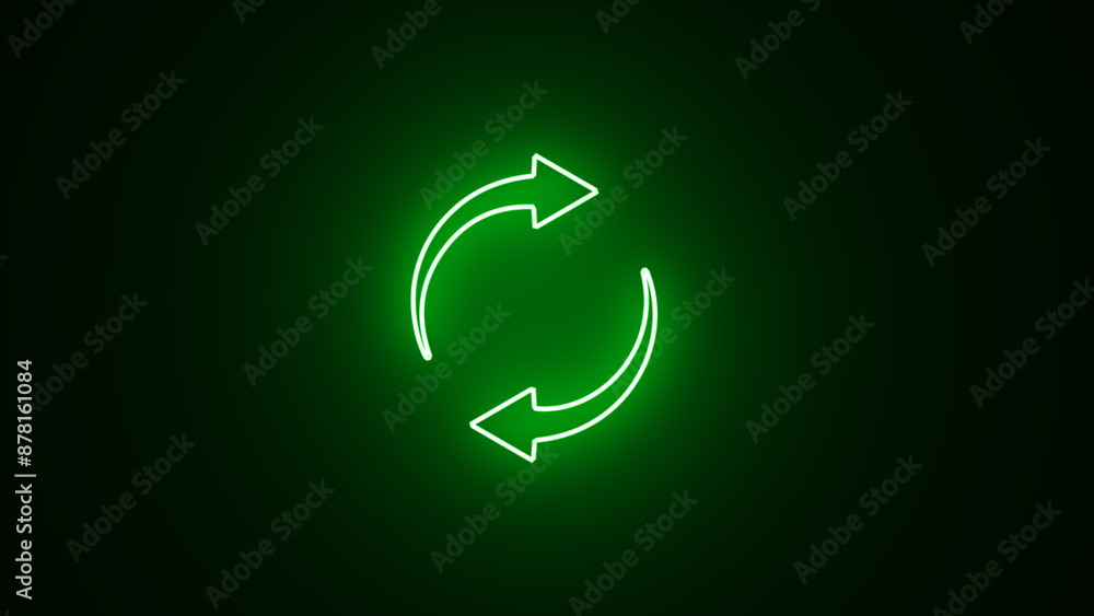 Poster neon line circle arrows icon set. round reload sign, repeat icon, rotate arrow symbol, illustration.