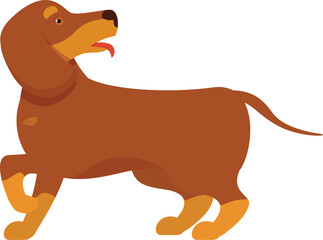 Illustration of a brown dachshund walking with its tongue out