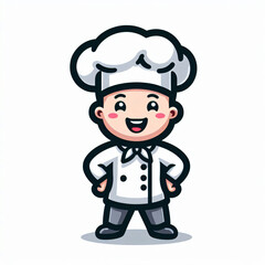 Fototapeta premium A chef mascot cartoon illustration in white background