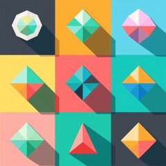Distinguish: Geometry Icons with Polygon Shapes and Flat Graphic Illustration