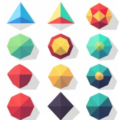 Distinguish Icon in Flat Style. Geometric Shape with Colorful Polygon Design