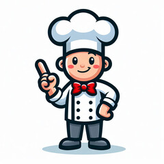 A chef mascot cartoon illustration in white background
