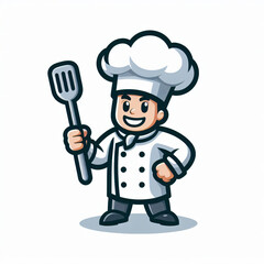 A chef mascot cartoon illustration in white background