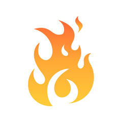 Orange burning fire vector illustration icon