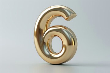 A gold number six with a silver circle around it