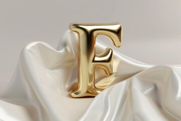 The letter F is made of gold and is shiny