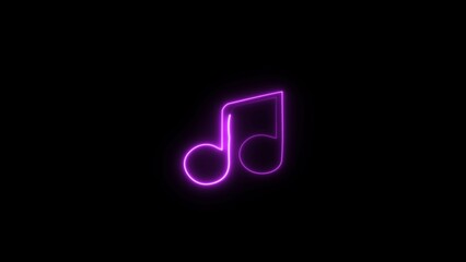 Abstract neon music icon. Neon line music icon. Neon music sign. Abstract Audio icon on black background. Neon sign music icon.