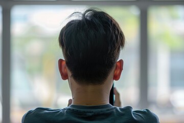 Tech Neck A person hunched over a phone with a strained neck, illustrating the physical problems associated with excessive screen time