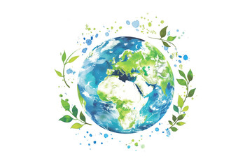 A globe with leaves symbolizing environmental responsibility.