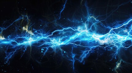 Energy Graphic. Blue Lightning Power in Abstract Black Background