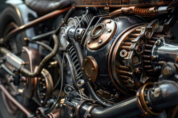 Engine Part Metal Detail in Modern Car Technology