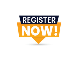 Register Now Speech Bubble Label Vector Illustration.