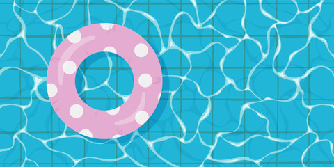 Swimming ring on the water in the pool. Vector illustration
