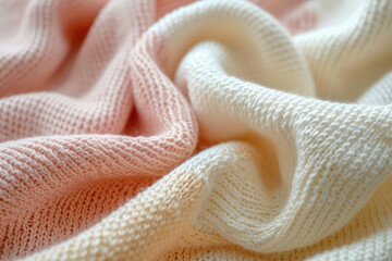Close-up of soft pink and white knitted fabric